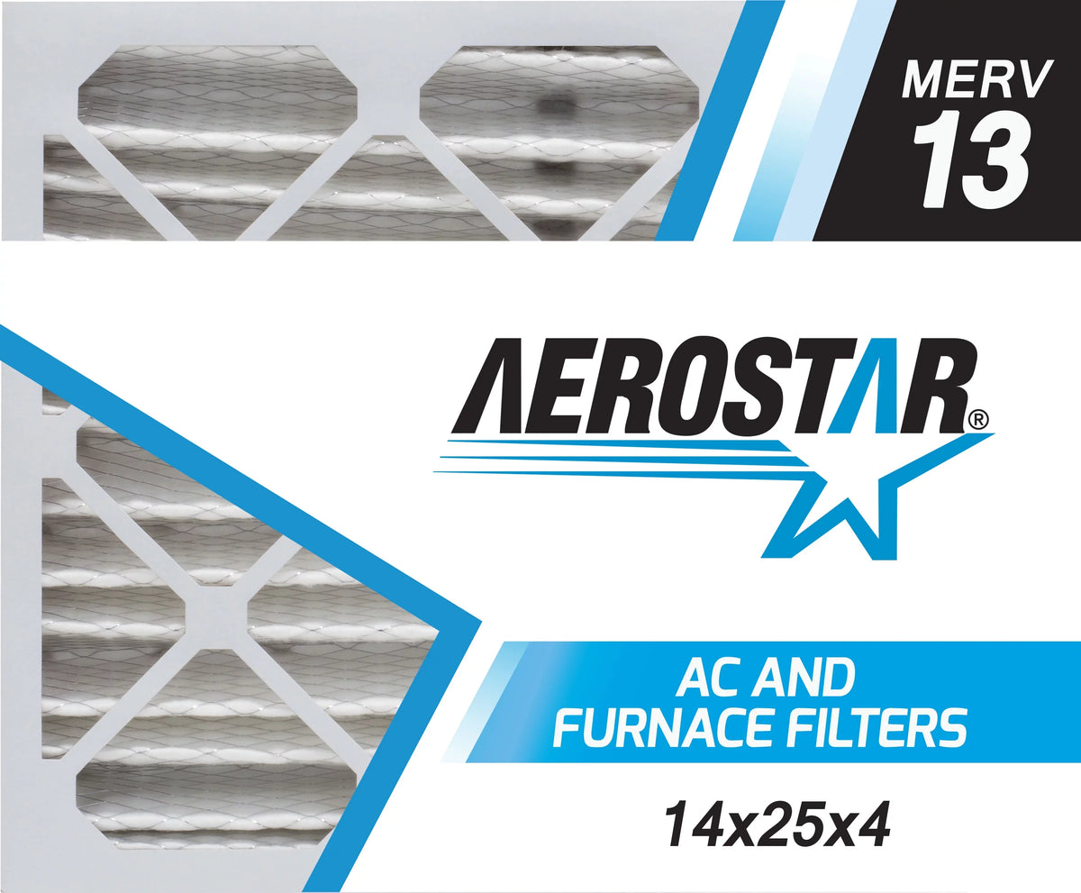 Aerostar 14x25x4 MERV  13,  Air Filter, 14 x 25 x 4, Box of 4