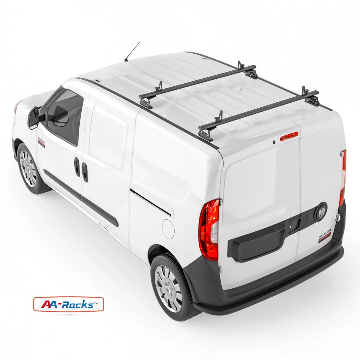 AA-Racks Model AX312-PR RAM ProMaster City 2015-On Aluminum 2 Bar (50") Van Roof Rack System w/ Ladder Stopper Black