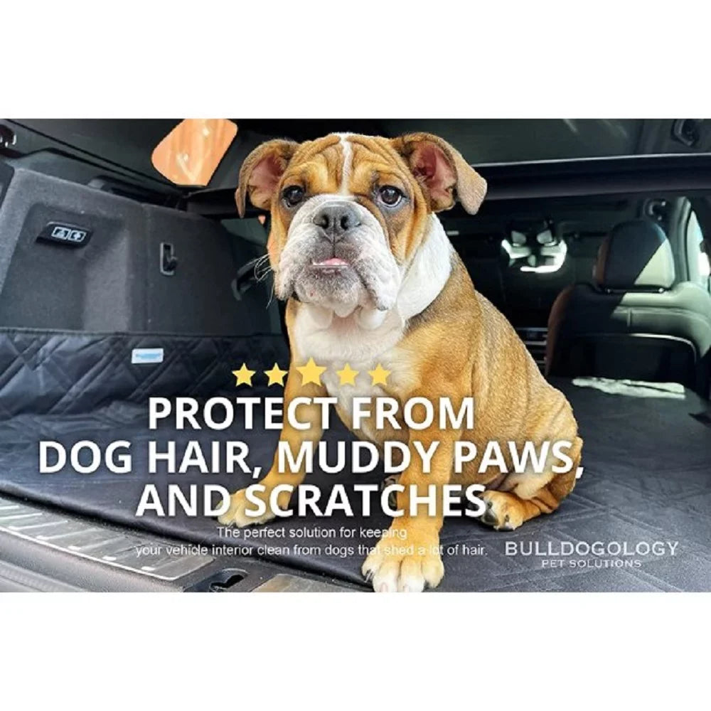 Bulldogology SUV Cargo Liner for Dogs - Heavy Duty Pet Trunk Cargo wrap - Dog Car Seat wrap Waterproof Nonslip - Dog Hair, Muddy Paws, Scratches wrap Protector for Cars Vans SUVs (X-Large, Grey)