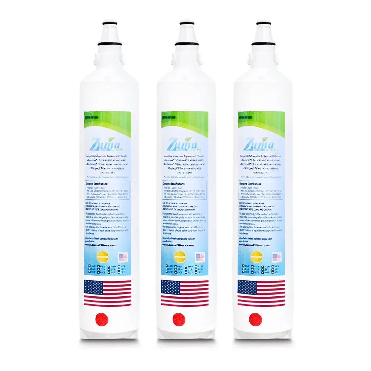 ZUMA Brand , aqua Filters , Model # ZWFZ1-RF750 , suitable with Subzero® BI36UIDSPHRH - 3 Pack - Made in U.S.A.