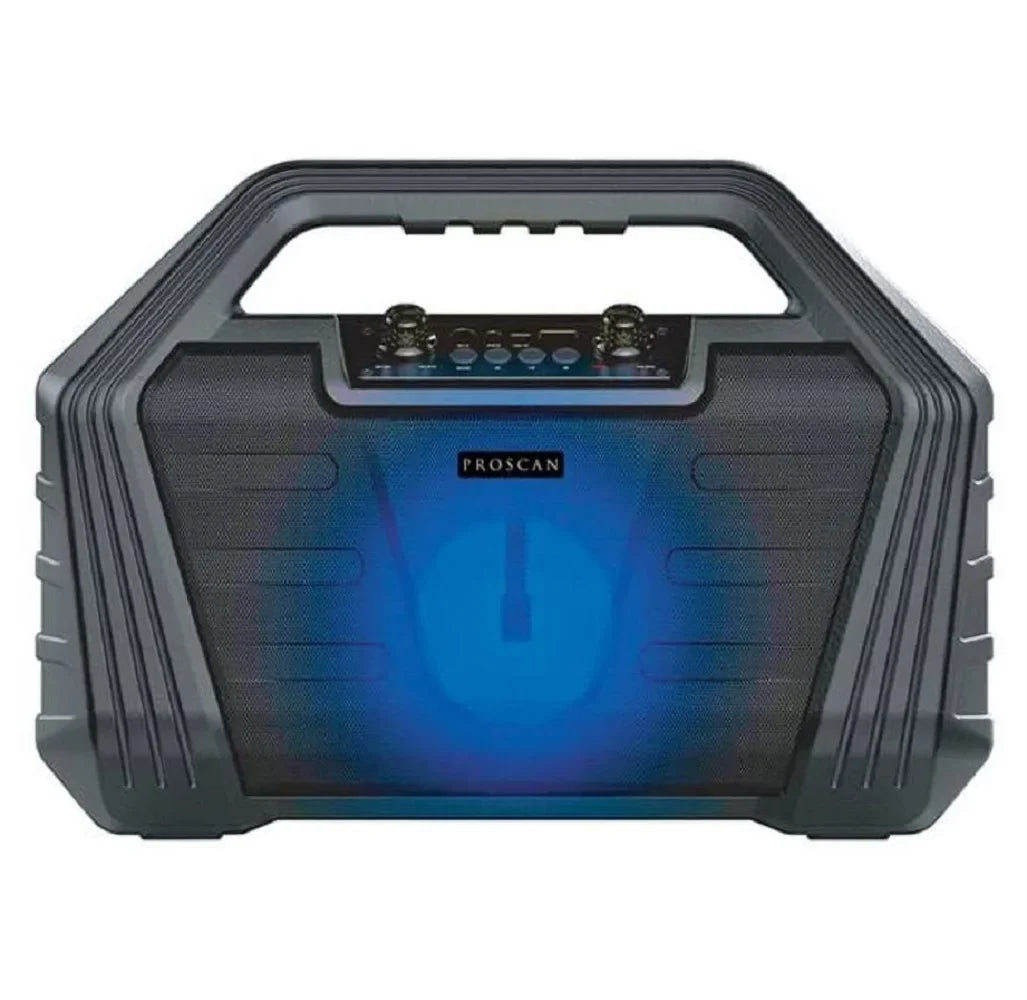 8W-Max Portable Bluetooth Rechargeable Light-up Speaker with FM Radio, Black (Refurbished). Restored Proscan PSP571 4 in