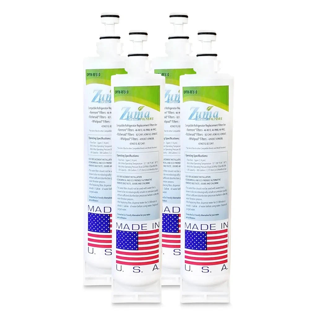ZUMA Brand , moisture and Ice Filter , Model # OPFW-RF300 , appropriate with Whirlpool® 4396508 - 4 Pack - Made in U.S.A.