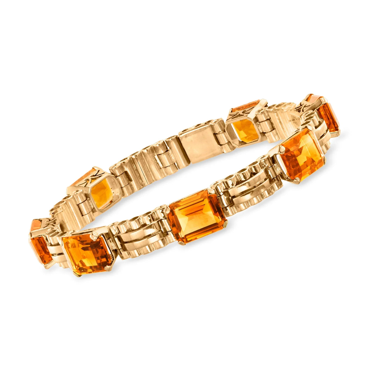 Citrine Link Bracelet in 18kt Yellow Gold, Women's, Adult, Pre-Owned. t.w. 1940 Vintage 27.30 ct. Ross-Simons C