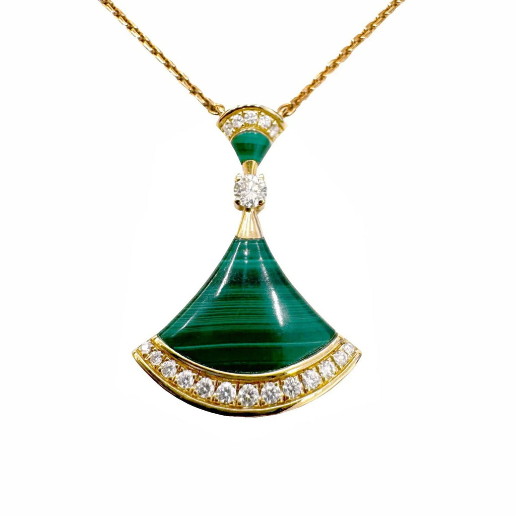 Pre-Owned BVLGARI Bvlgari Diva Dream Necklace Malachite Diamond K18PG D0.28ct Pink Gold 7.3g Ladies Pendant (Good)
