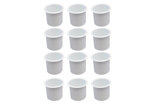 12 Cup Holder Plastic Pocket Recessed Drop In Insert Universal for craft RV Car Truck Sofa Game Table Marine Pontoon Motorhome Camper White