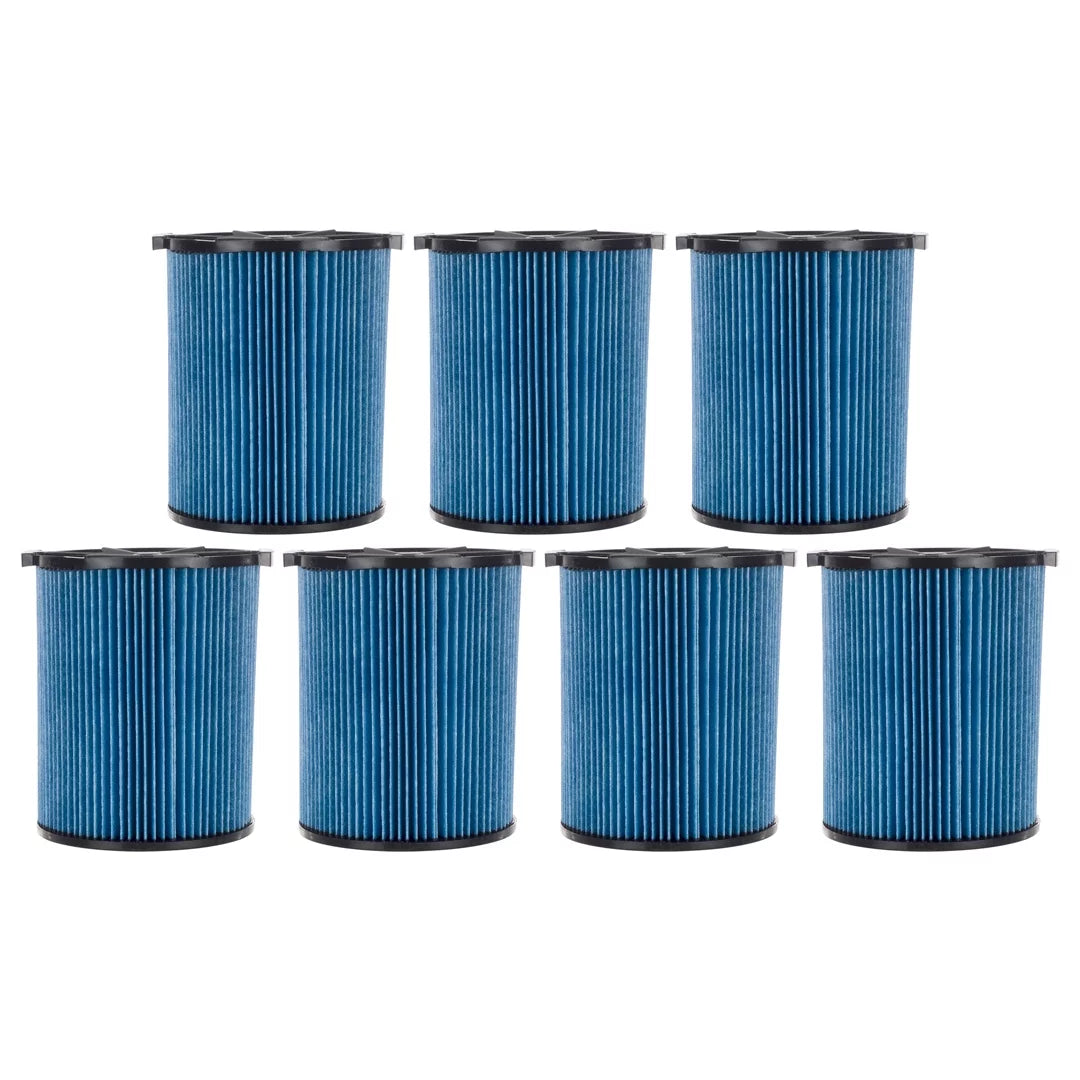 7 Pack 3-Layer Fine Dust Cartridge Filter Replacement Part 72952 matching with RIDGID VF5000, 5-20 Gallon Wet & Dry Vacuums, Washable & Reusable