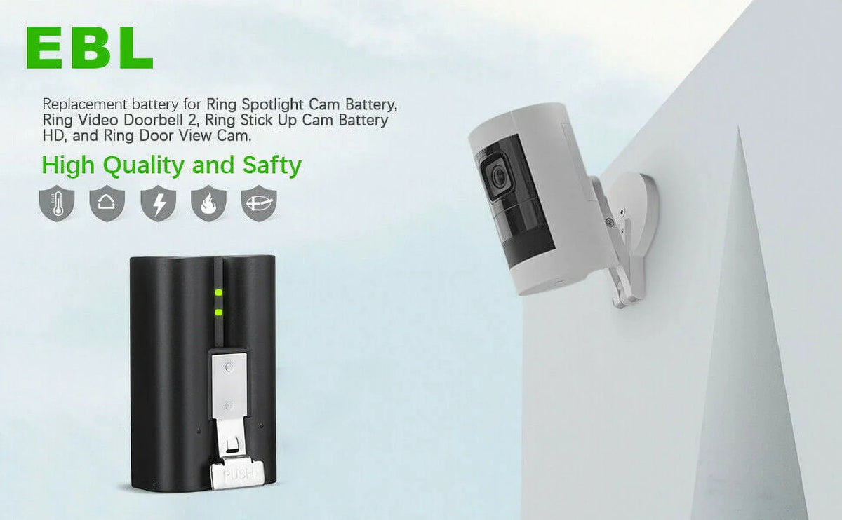 EBL 5-Pack Rechargeable Doorbell Replacement Battery suitable with Ring Video Doorbell 2/3/3 Plus/4, Spotlight Cam, Stick Up Cam, for Ring Doorbell Camera, Backup Batteries 6040mAh 3.65V