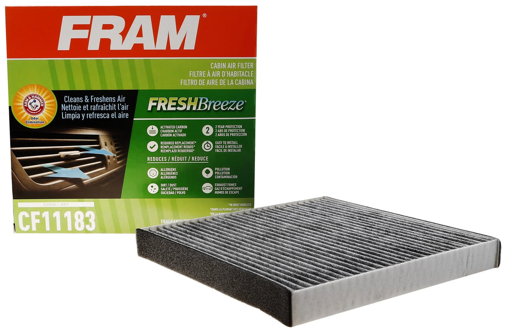 FRAM CF11183, Fresh Breeze Cabin Air Filter with Arm & Hammer Baking Soda, for Select Dodge and Jeep Vehicles Fits select: 2011-2018,2020-2022 JEEP GRAND CHEROKEE