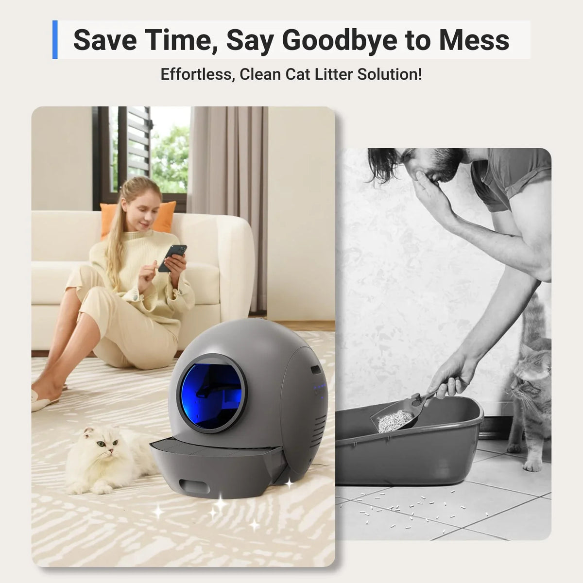 ELS PET Self Cleaning Cat Litter Box, APP Control Automatic Cat Litter Box for Multiple Cats Gift