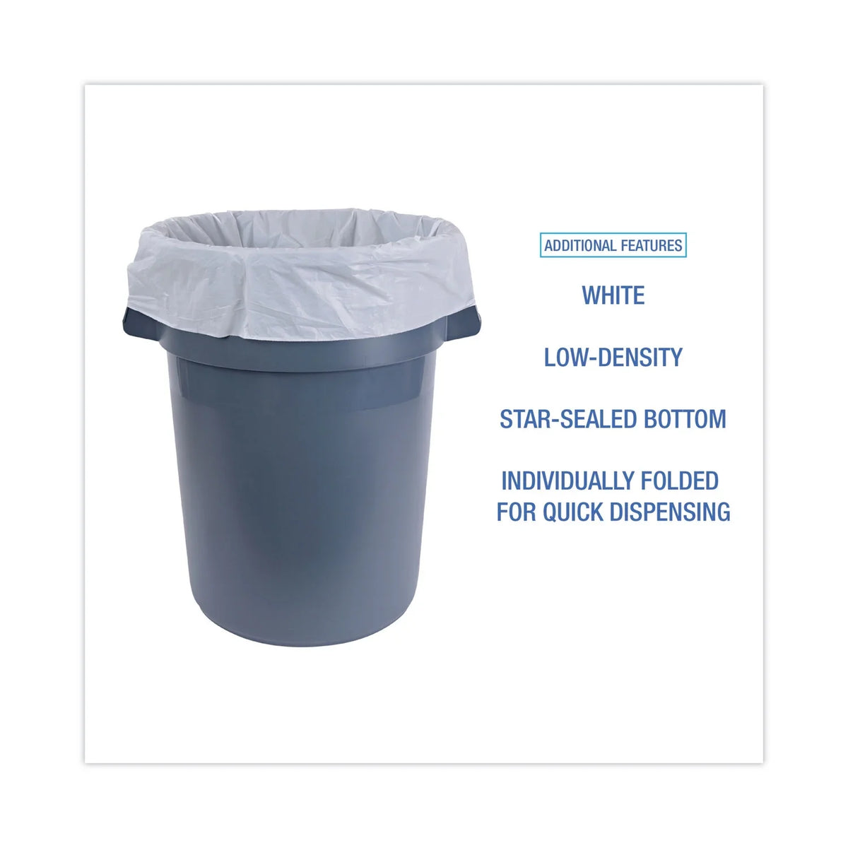 Boardwalk Linear Low Density Industrial Trash Bags, 45 gal, 0.9 mil, 40 x 46, White, 100/Carton