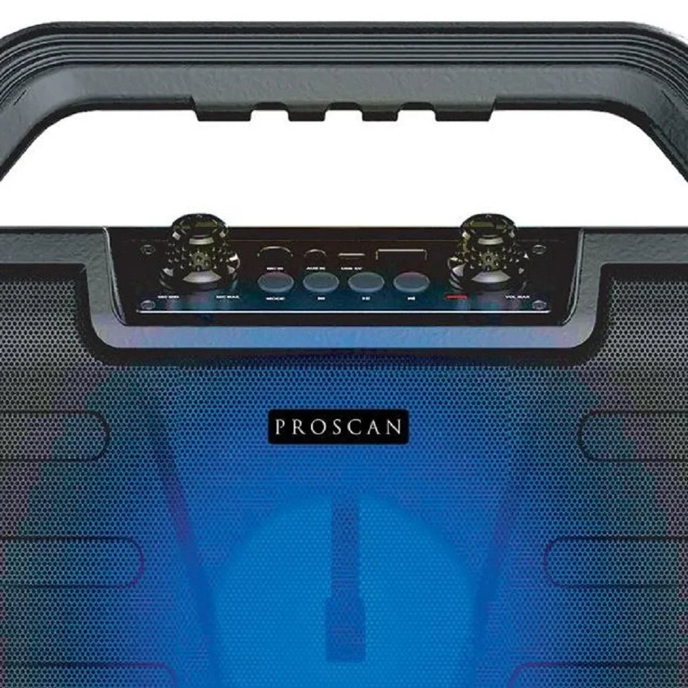 8W-Max Portable Bluetooth Rechargeable Light-up Speaker with FM Radio, Black (Refurbished). Restored Proscan PSP571 4 in