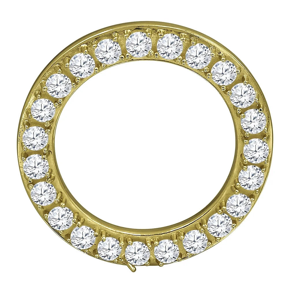 Solid Stainless Steel 14K Yellow Gold Finish Simulated Diamonds Rolex Watch Custom Bezel 32mm Insert shield Case