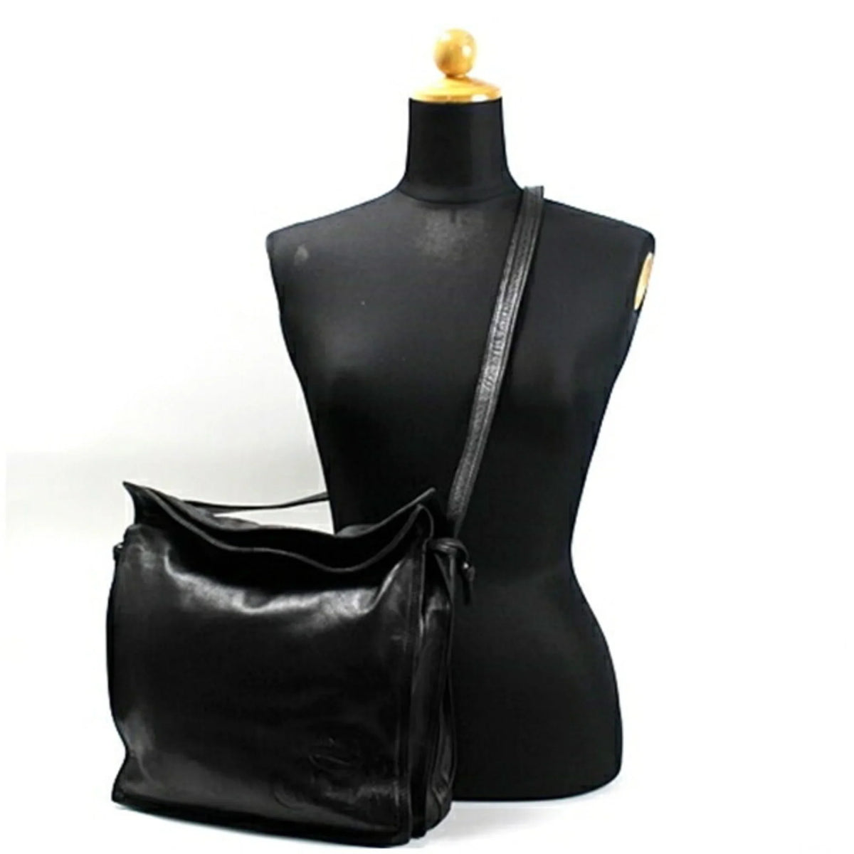 Pre-Owned LOEWE Anagram Shoulder Bag Leather Black Women's Soft (Fair)