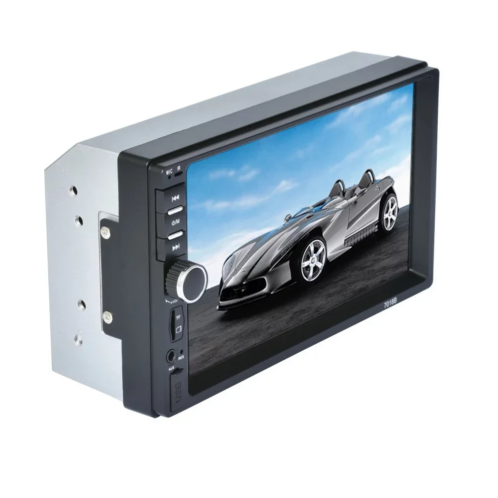 Car Radio Double Din Car Stereo 7" LCD Touch Screen in-Dash Head Unit with Bluetooth Support Mirror Link/DVR/USB/FM/SD/MIC MP3 +Rear View Camera& Remote Control