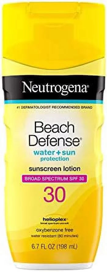 Neutrogena Beach Defense moisture protected Sunscreen Body Lotion with Broad Spectrum SPF 30, Oil-Free and Fast-Absorbing, 6.7 oz