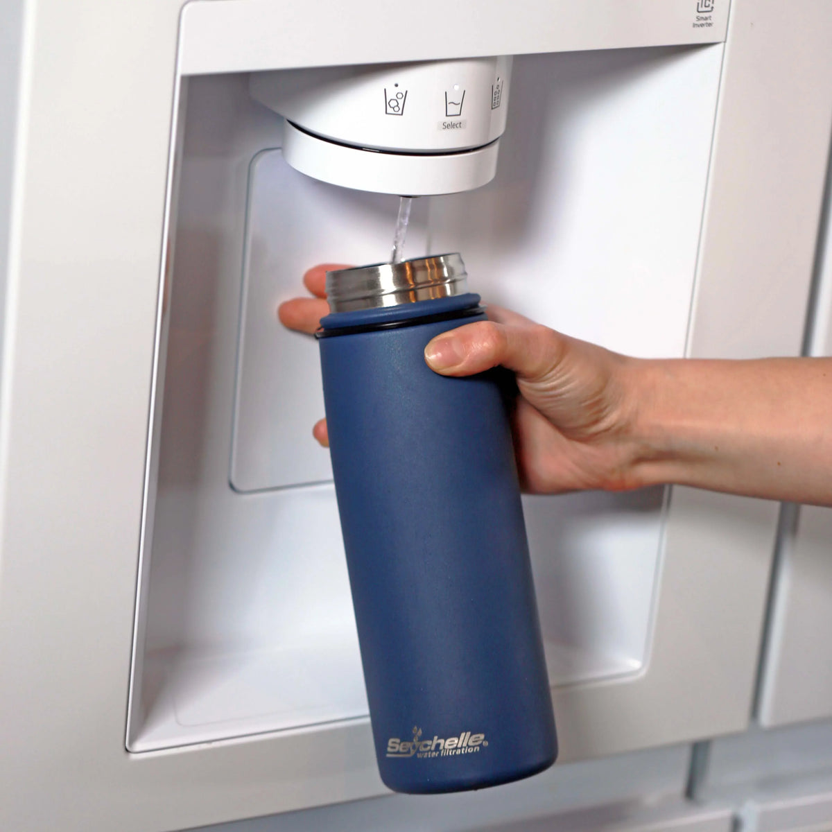 Seychelle Stainless Steel aqua Filter Bottle - Alkaline aqua Filter - Insulated Double Walled aqua Bottle - Vacuum Sealed - 26oz (Metallic Blue)