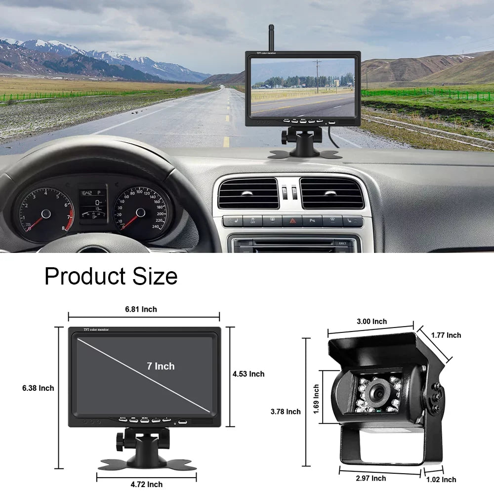 Podofo Vehicle Reverse Backup Cameras Monitor System Kit 12V/24V, 1080P Front Side Rear View Camera for RV Bus Truck Trailer Caravan Camper