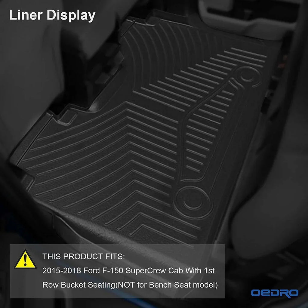 Ledkingdomus All-atmospheric conditions TPE Rubber Front and Rear 3-Piece for 2015-2023 2024  F150 Super Crew Cab Floor Mats Set
