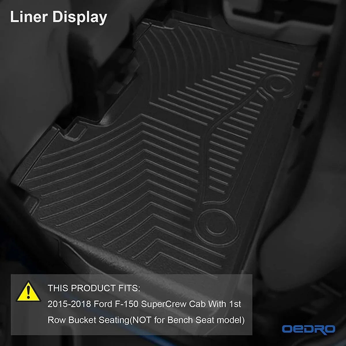 Ledkingdomus All-atmospheric conditions TPE Rubber Front and Rear 3-Piece for 2015-2023 2024  F150 Super Crew Cab Floor Mats Set