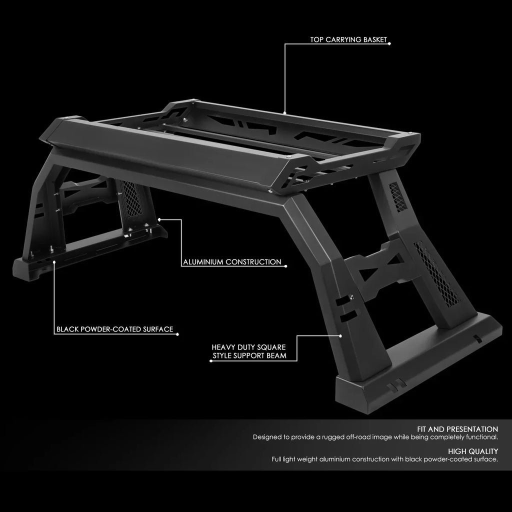 DNA Motoring TCRB-006 For 2005 to 2020  Tacoma Square Style Offroad Truck Bed Roll Bar+Cargo Box