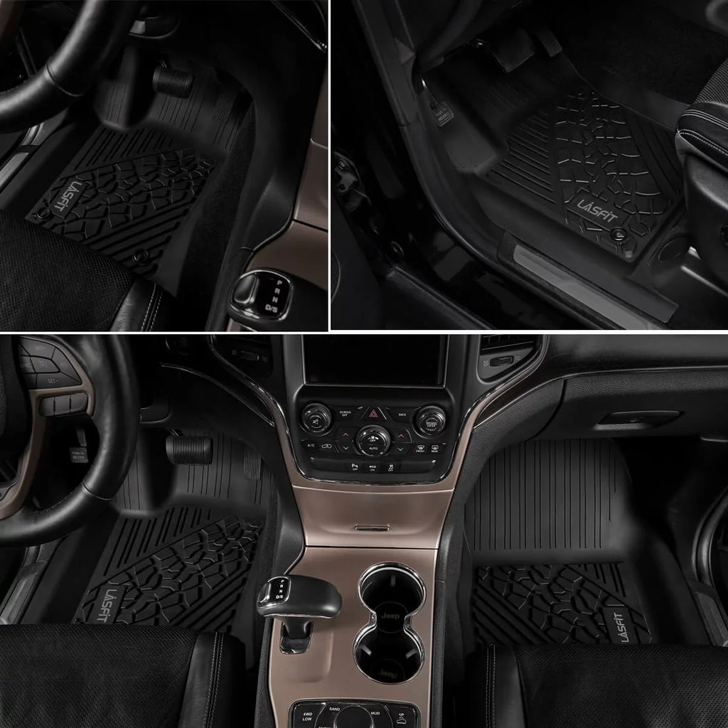 Lasfit Car Floor Liners for 2016-2021 Jeep Grand Cherokee (NOT Jeep Cherokee )  & Jeep Grand Cherokee WK 2022, All atmospheric conditions TPE Vehicle Floor Mats Set, 1st and 2nd Row, Fit Bench Seating only, Black