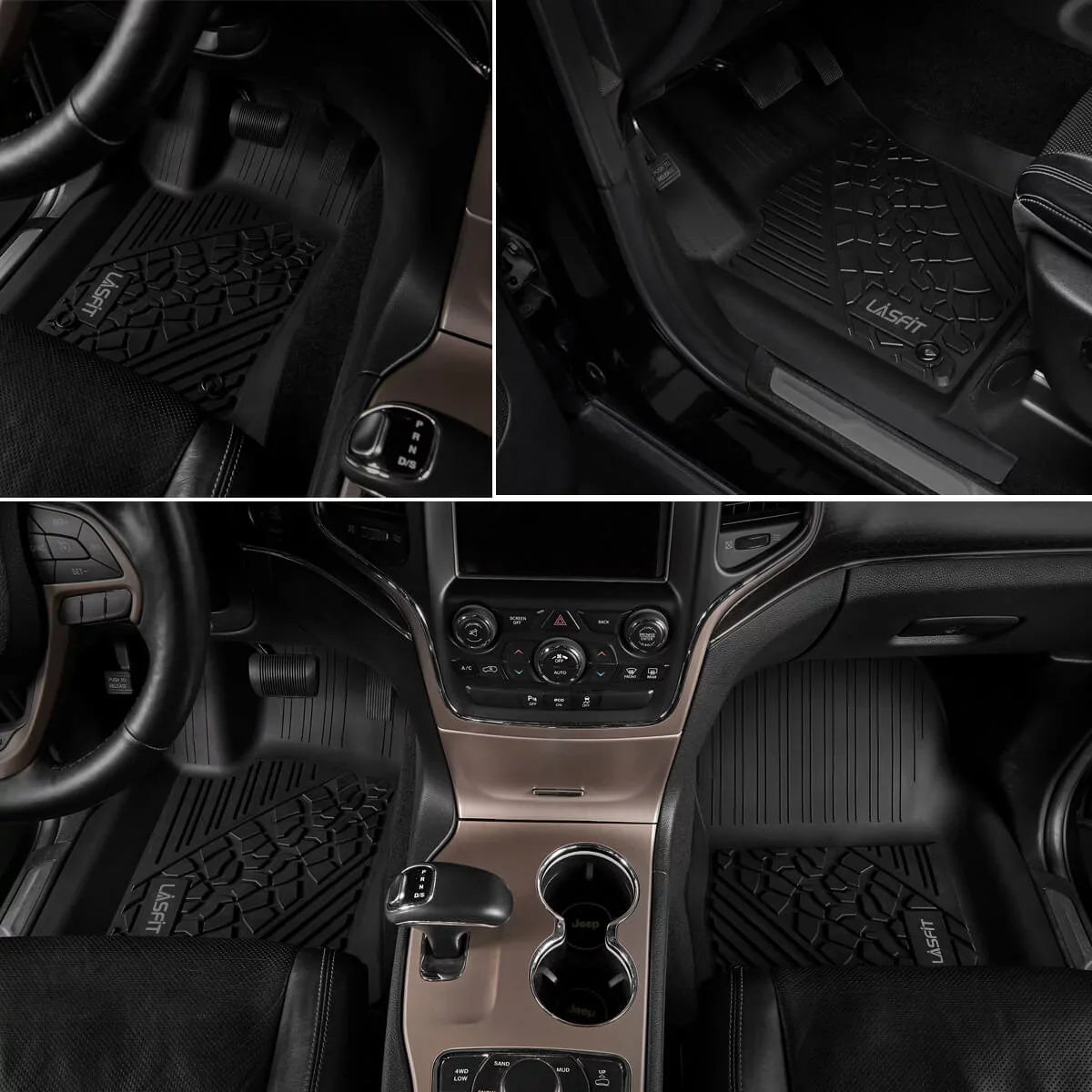 Lasfit Car Floor Liners for 2016-2021 Jeep Grand Cherokee (NOT Jeep Cherokee )  & Jeep Grand Cherokee WK 2022, All atmospheric conditions TPE Vehicle Floor Mats Set, 1st and 2nd Row, Fit Bench Seating only, Black