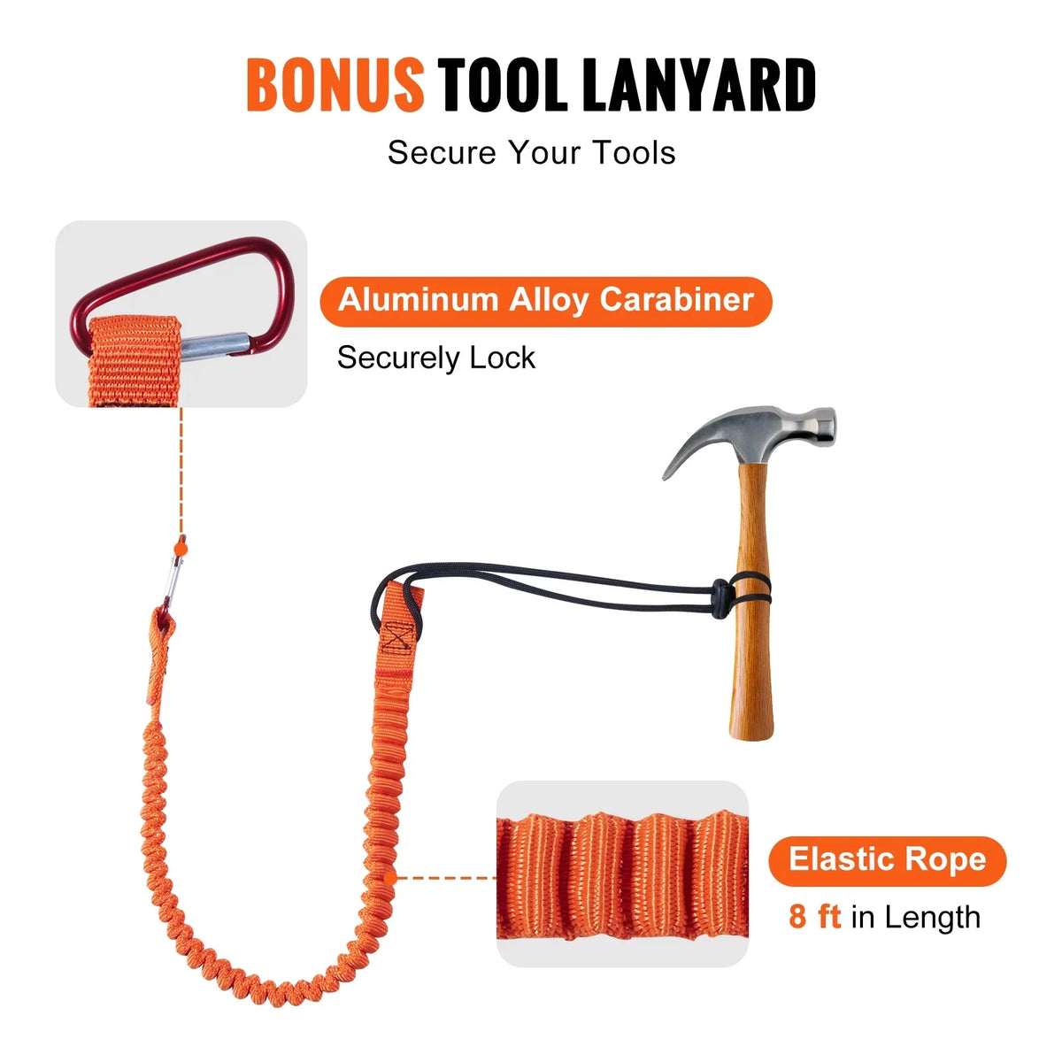 BENTISM Steel Core flipline, 1/2" x 8' Arborist Flipline, Flip Line for Tree Climbing with Alloy Steel Snap Hook, Aluminum Alloy Carabiner and Extra Tool Lanyard, for Arborist, Tree Climbers