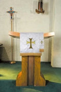 Christian Brands Church Supply VC751 Pulpit Scarf - White Maltese Cross