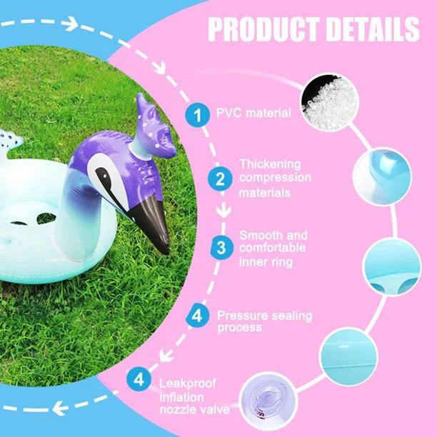 Ionale 48 Inches Inflatable Glitter Swimming Pool Toys Peacock Designed with Fast Valves Summer Fun Beach Party Lounge Raft Decorative liquid Game for Kids