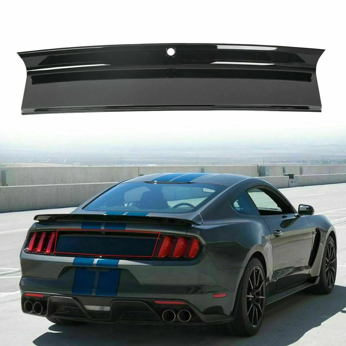 For 2015-2018  Mustang GT Gloss Black Rear Trunk Decklid Panel Trim wrap