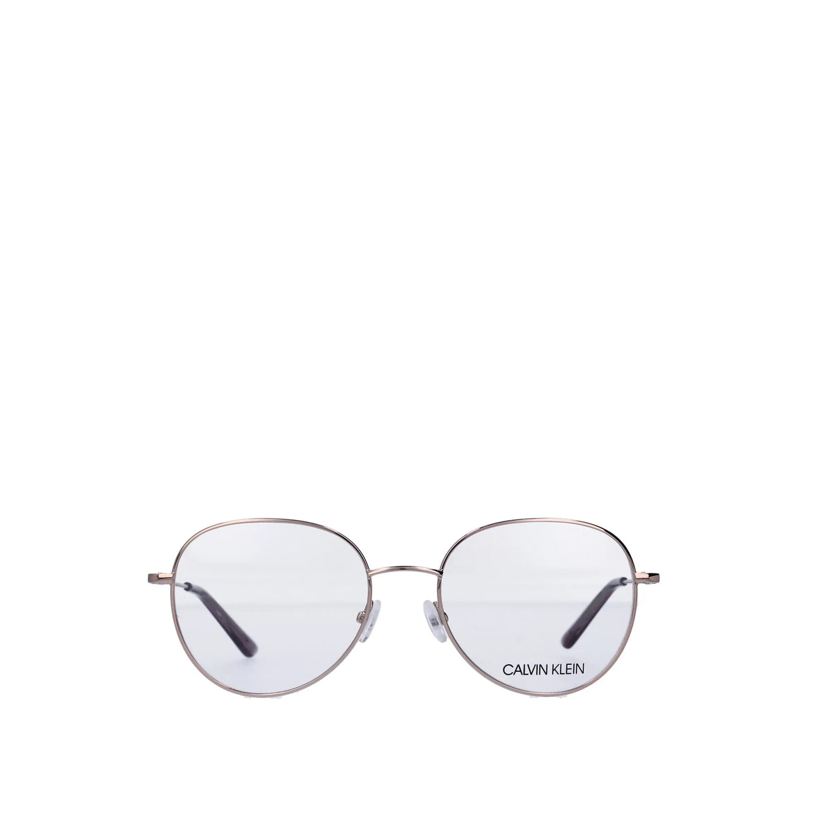 Calvin Klein Women's Round Eyeglasses, CK19130G, Rose Gold, 52-18-140, with Case