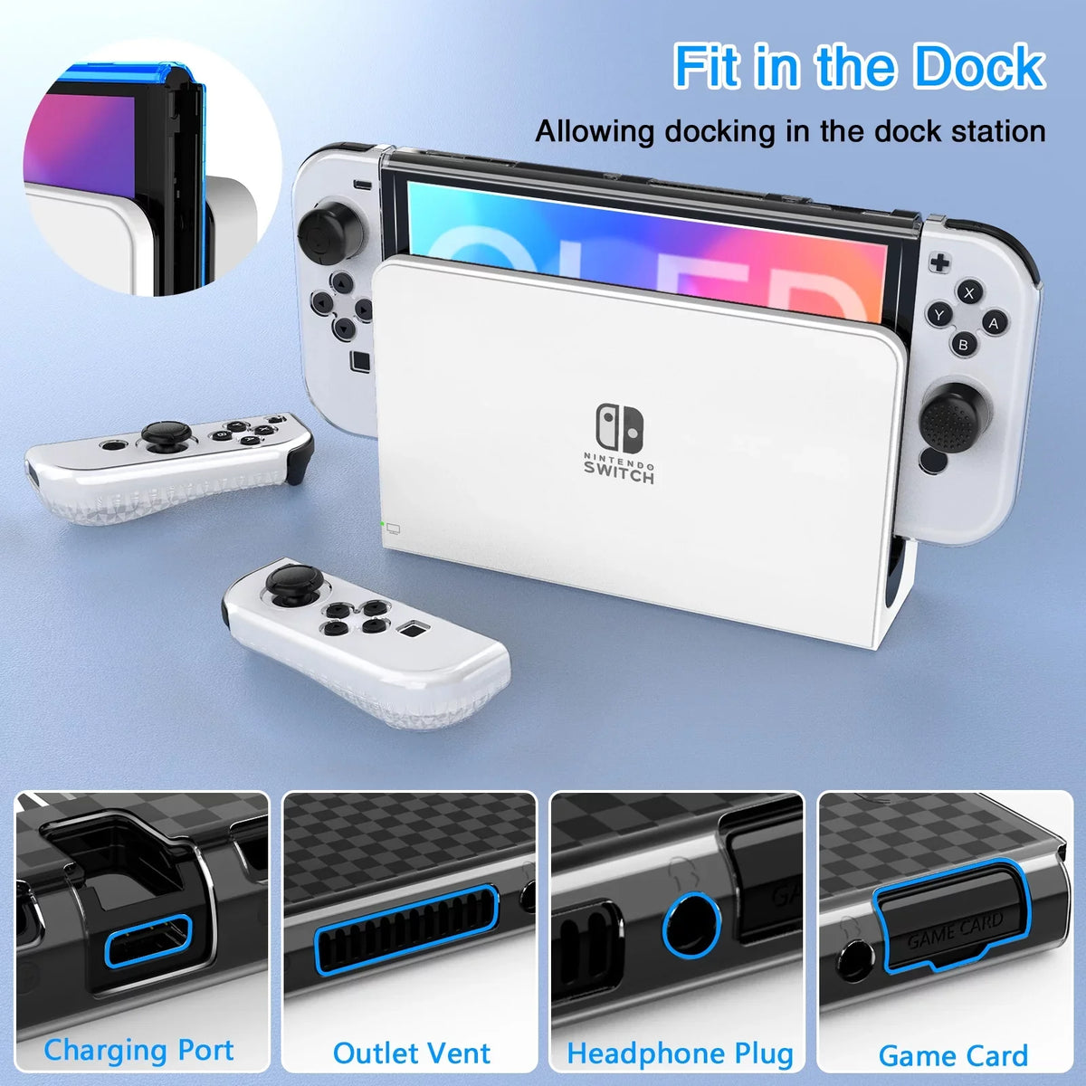HEYSTOP Switch OLED Accessories for Nintendo Switch OLED Case Bundle,27 in 1 Carry Case for Switch OLED with Protective protector,Grip wrap,Screen Protector,Game Cards Case,Grip Charge Dock, Black