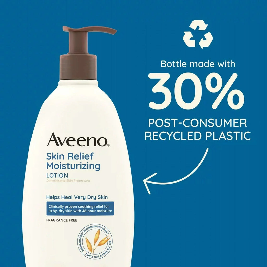 Pump Bottle Unscented Lotion (EA/1). Hand and Body Moisturizer Aveeno Skin Relief 12 oz