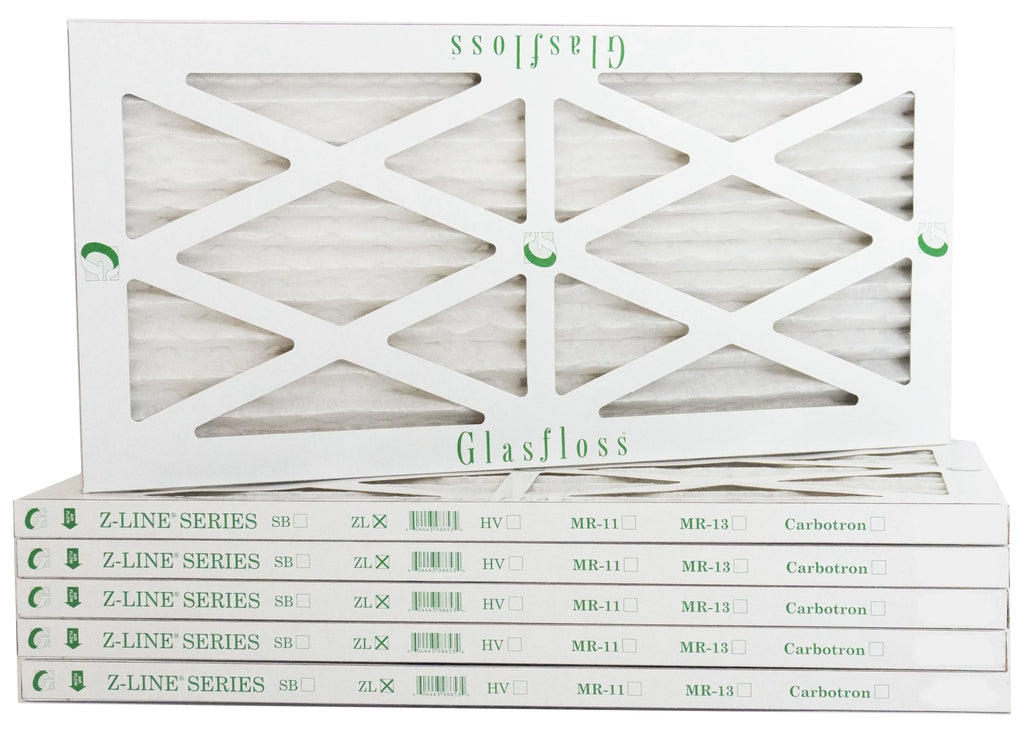 Glasfloss 20x34x1 - MERV 10 -Qty:6 - Furnace Air Filter - Made in USA (Actual Size: 19.5 x 33.5x7/8 inch)