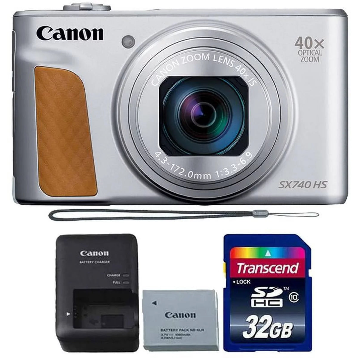 PowerShot SX740 20.3MP 20.3MP HS Digital Camera Silver with 32GB Memory Card