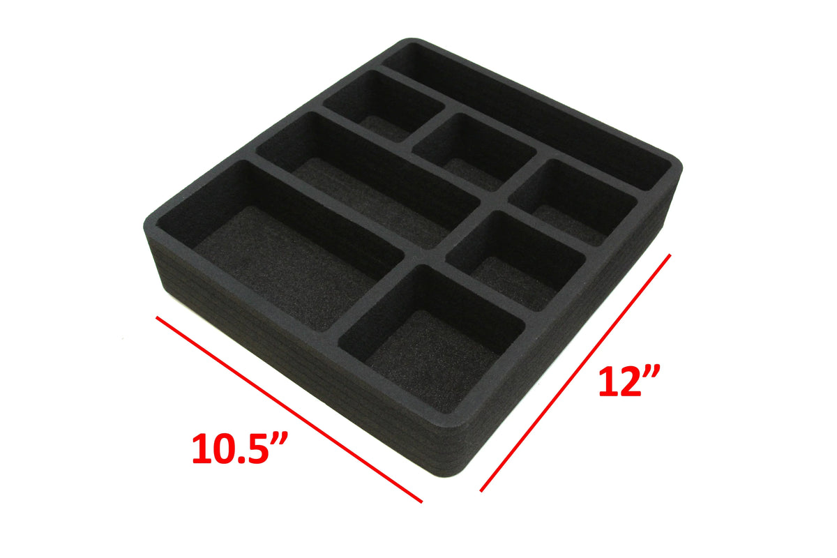 Polar Whale 4 Piece Desk Drawer Organizers Tray Non-Slip Waterproof Insert for Office Home Shop Garage  12 X 10.5 X 2 Inches Black 8 Compartments Extra Deep Set of 4