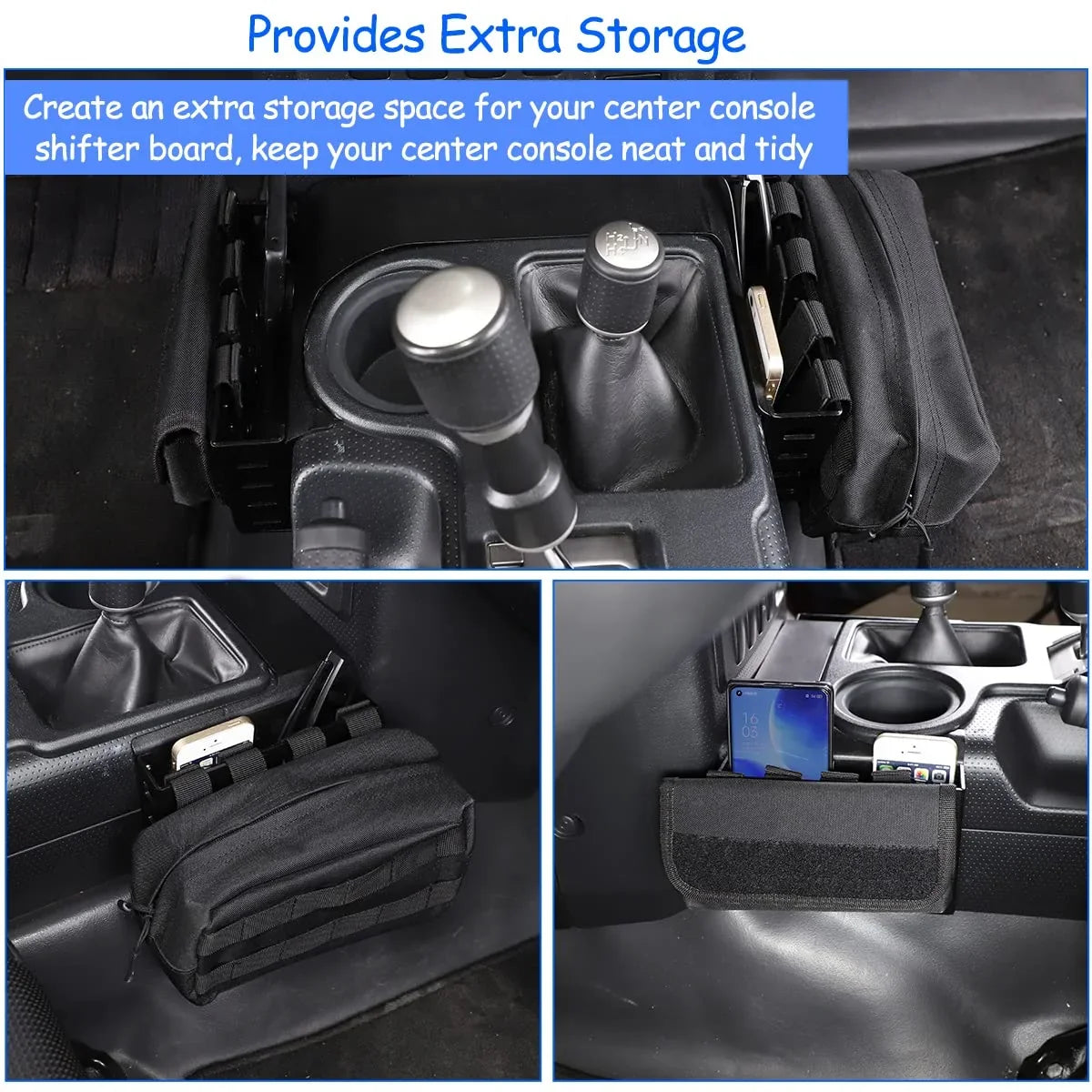 Tinki  Car Shifter Storage Box matching with Toyot@ FJ Cruiser 2007-2021, Black,Height 5.3in,1PCS