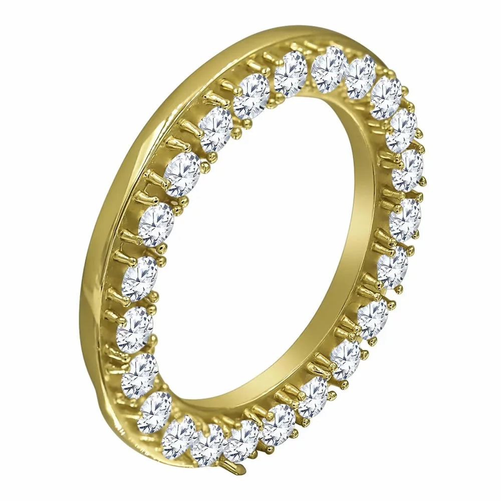 Solid Stainless Steel 14K Yellow Gold Finish Simulated Diamonds Rolex Watch Custom Bezel 32mm Insert shield Case