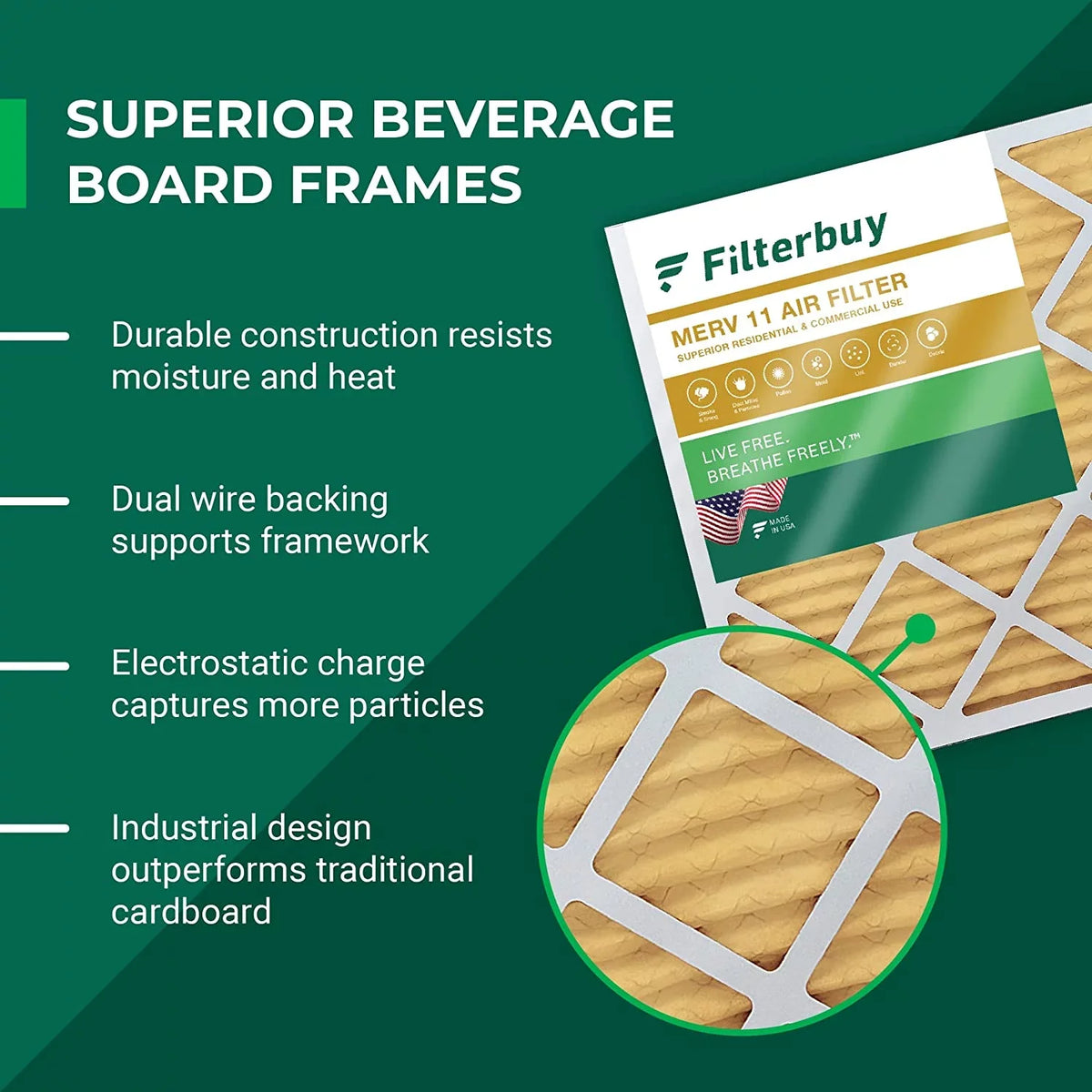Filterbuy 14x24x1 MERV 11 Pleated HVAC AC Furnace Air Filters (3-Pack)