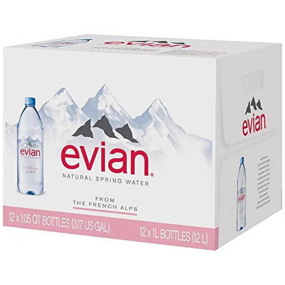 A1. Evian Natural Spring liquid 1 L, 12 pk