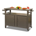 CoSoTower Grill Carts Outdoor Storage Cabinet with Wheels, Metal Outdoor Grill Table Kitchen Dining Table Cooking Prep BBQ Table for Patio, Kitchen Island, Home Party, Bar (Brown)