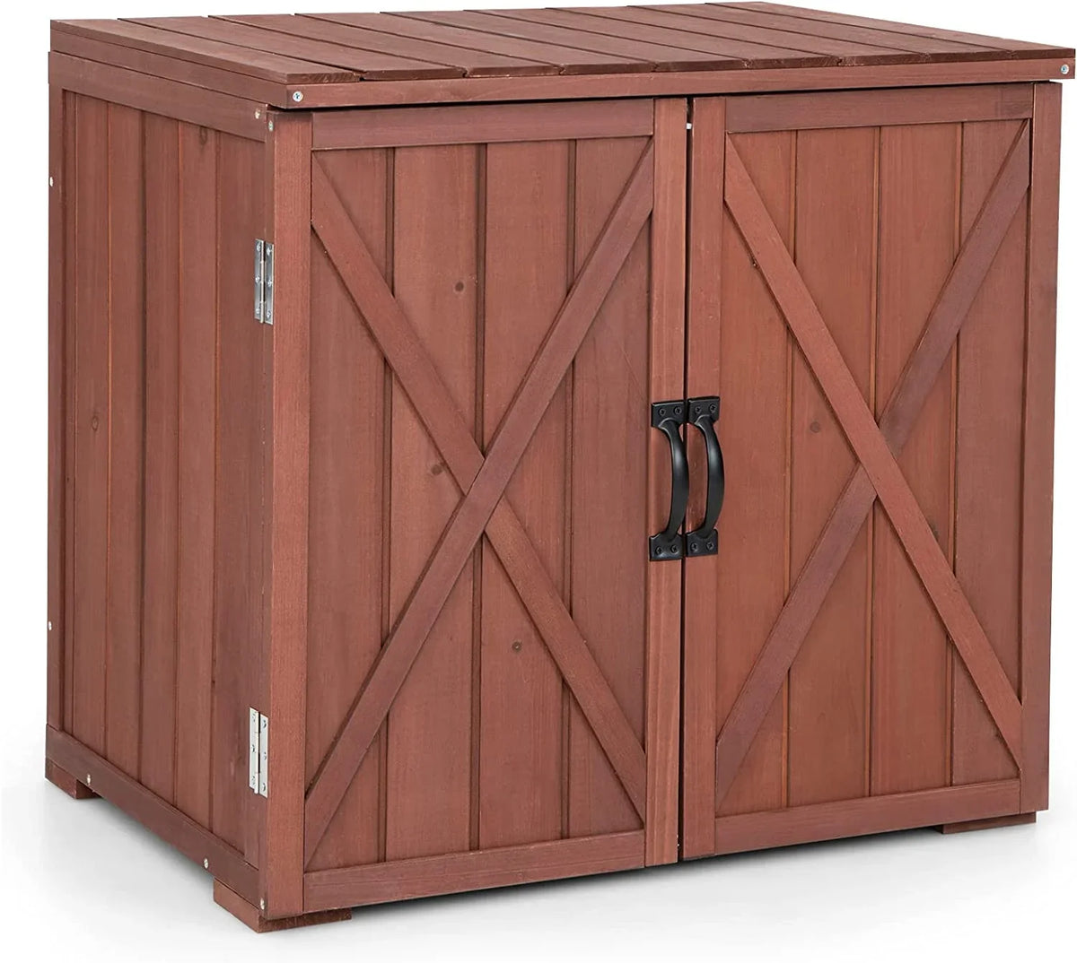 30" Outdoor Storage Box, Wooden Storage Deck Box W/Spacious Inner Space & Countertop, Tool Storage Cabinet for Backyard Garden Porch, Easy Assembly, 30" x 22" x 28.5" (Brown)