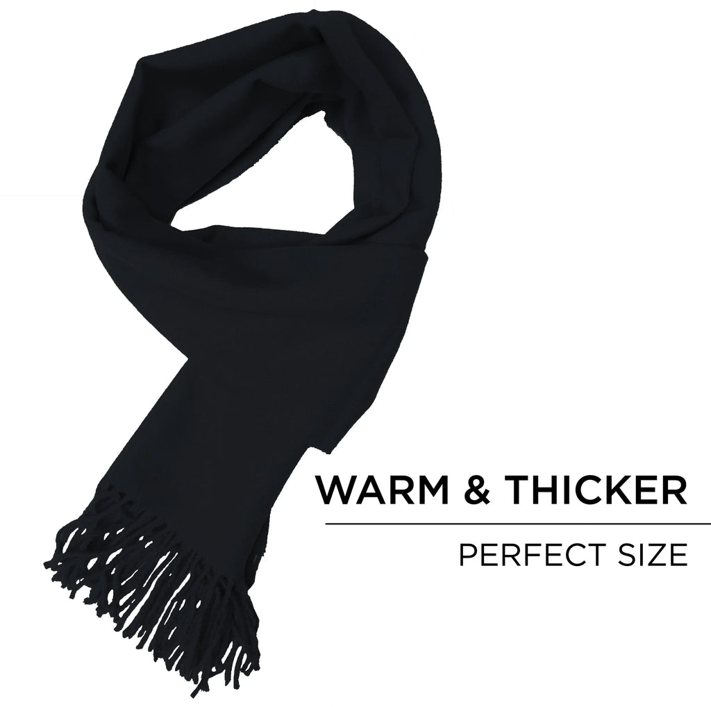 Calvin Olivia Cashmere Feel Scarf Soft Winter Ombre Nova Buffalo Tartan Tweed Houndstooth Plaid Chic Gift for Men Women Black