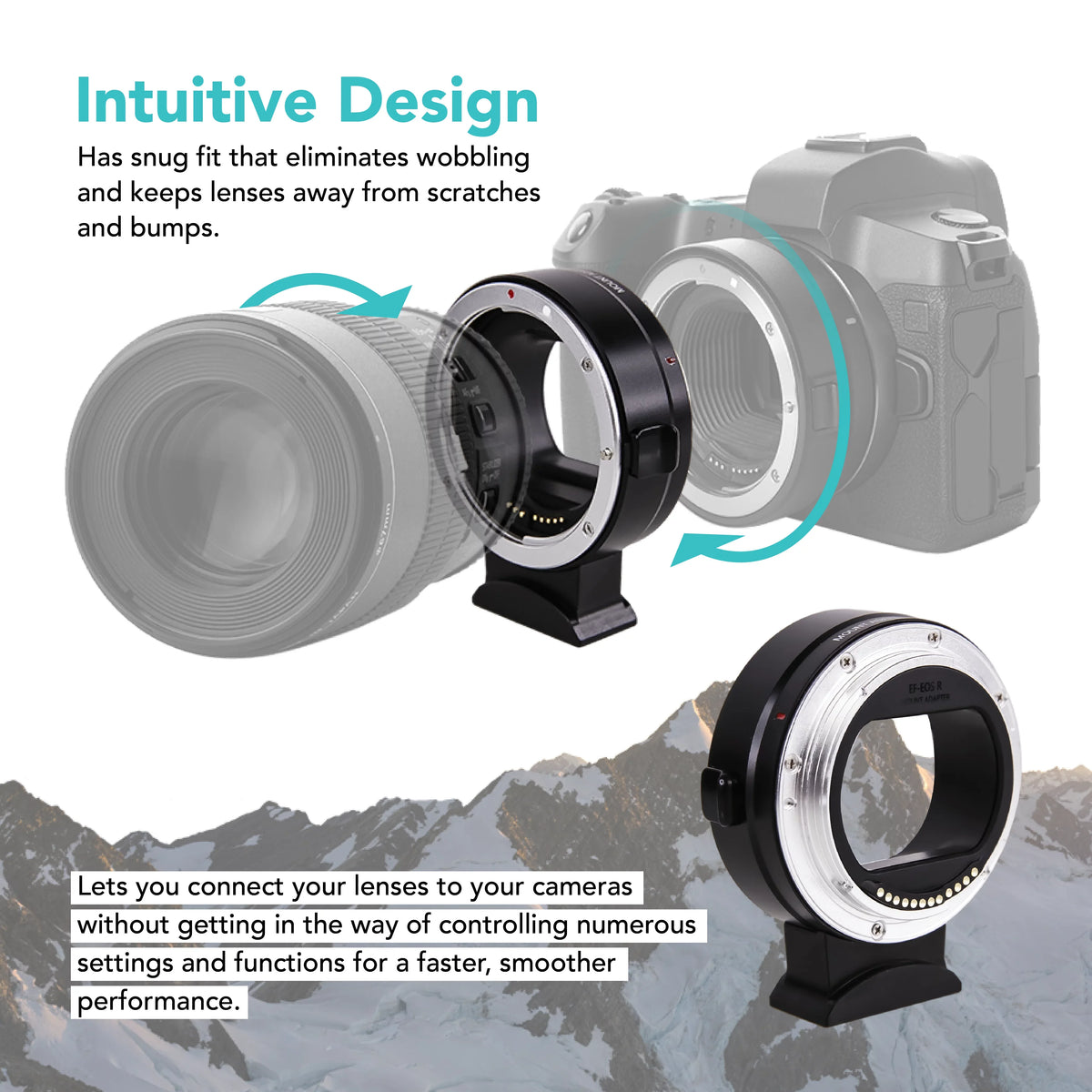 Foto&Tech EF-EOS R Mount Adapter, Auto-Focus Lens Mount Converter appropriate with EF EF-S Lens,  EOS R R5 R6 RP Mirrorless Digital Camera Body and Red Digital Cinema Mount
