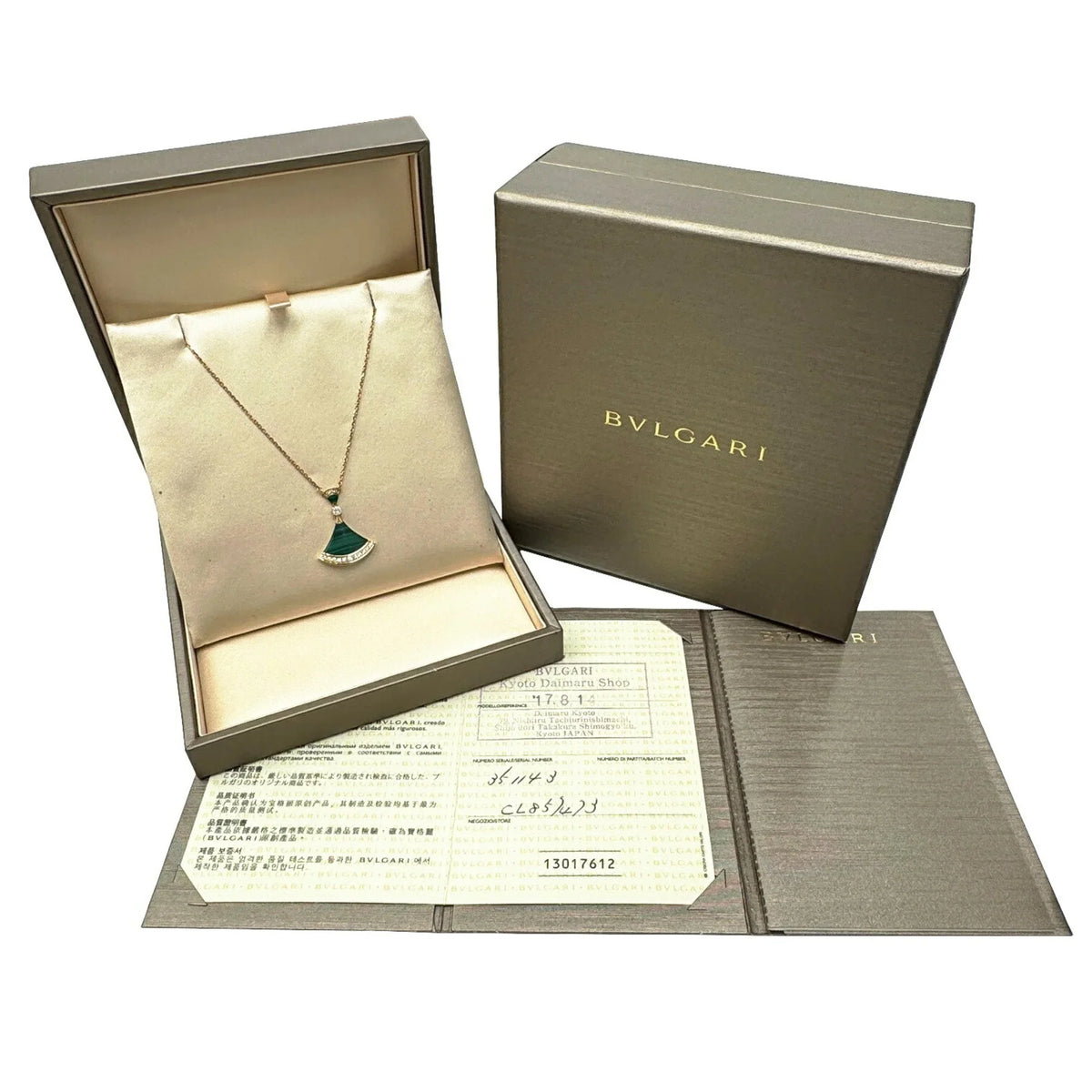 Pre-Owned BVLGARI Bvlgari Diva Dream Necklace Malachite Diamond K18PG D0.28ct Pink Gold 7.3g Ladies Pendant (Good)