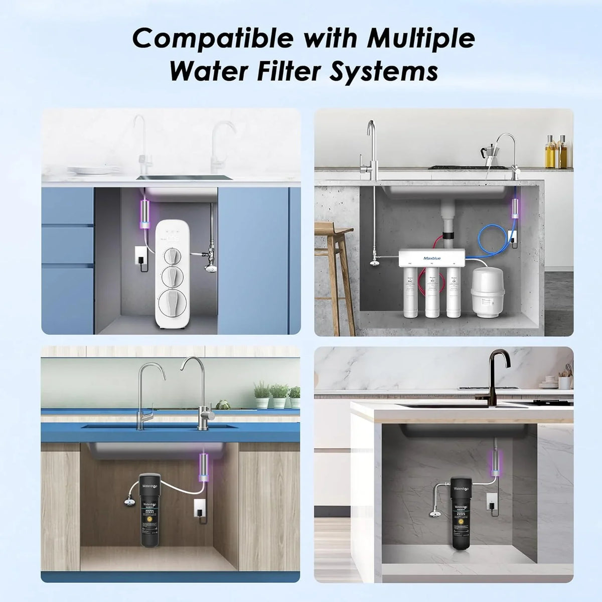 Waterdrop LED UV͎ Ultrąviolët aqua Filter for Under Sink aqua Filter System and Reverse Osmosis System, Reduce up to 99.9% of Baçtёria, Mercury-Free, FCC Certified, Stainless Steel, 50 Year Life Tim
