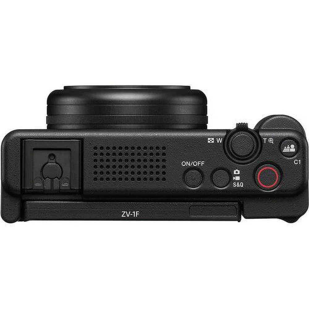 ZV-1F Vlogging Camera (Black) with 2 Pack SanDisk 128GB Memory Card + Tripod + Case + ZeeTech Accessory Bundle