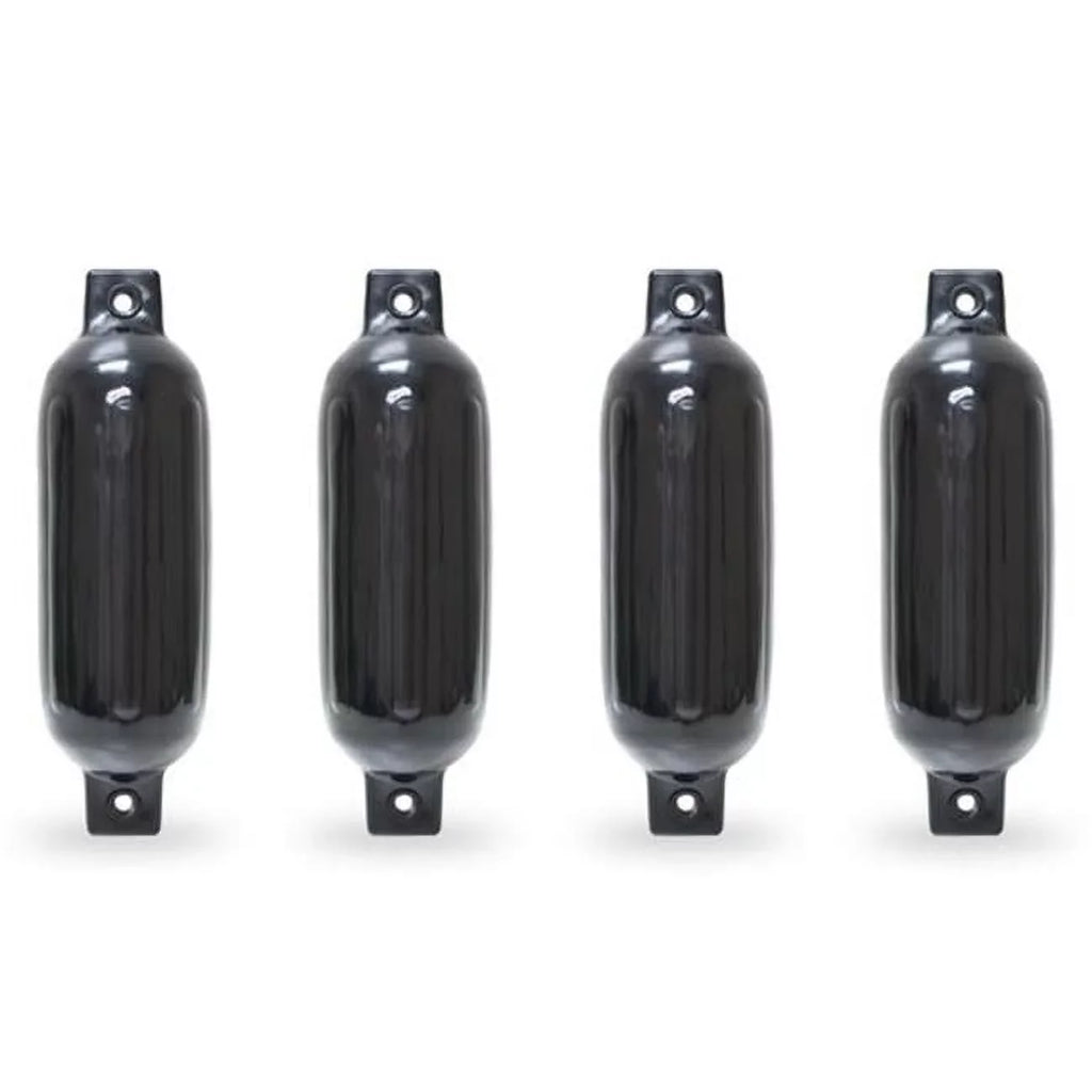 Twin Eye Ribbed vessel Pontoon Fender, Black - 4 Piece. North East Harbor 4516TB 4.5 x 16 in