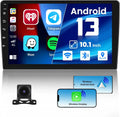 1G+32G Double Din Android 13 Car Stereo with Wireless Carplay Android Auto, 10.1 Inch Touch Screen Car Radio with HiFi/BT/GPS Navigation Support Fastboot Backup Camera WiFi Connection