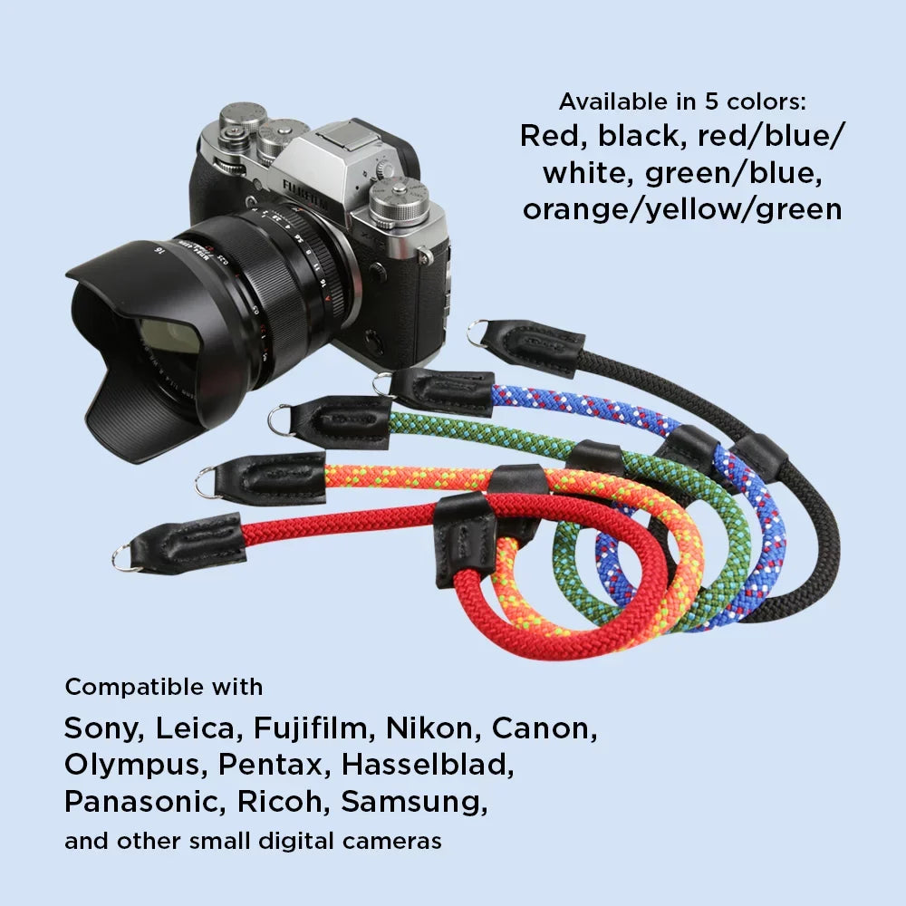 Foto&Tech Climbing Rope Camera Wrist Strap Quick Release Made in US suitable with  A6600 A6500 A6400 A6000 A6300 A6100 A5100 A5000,RX1 R,RX1 R II,RX10,RX10 II,RX10 III,RX10 IV (34cm,Red/Blue/WT)